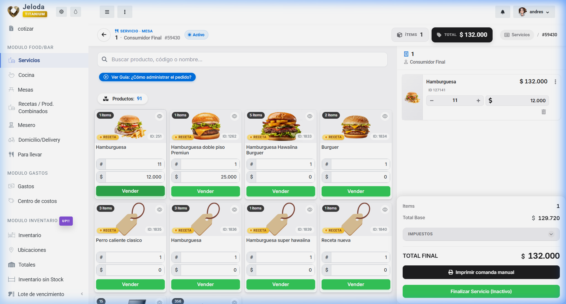 Pantalla de cocina KDS en tiempo real para comidas rápidas en Jeloda POS