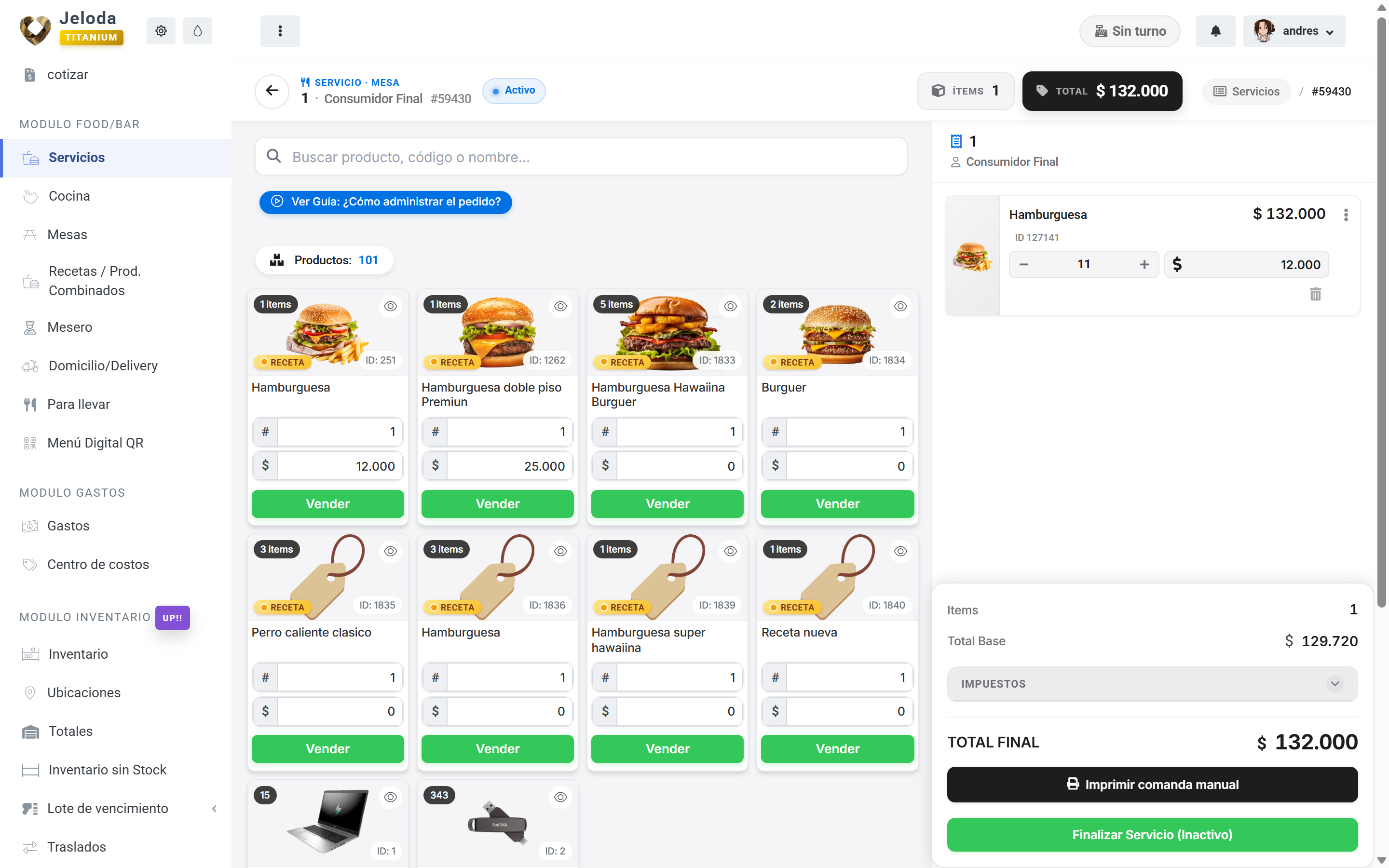 Comandera táctil y administración de pedidos en mesa para restaurantes en Jeloda