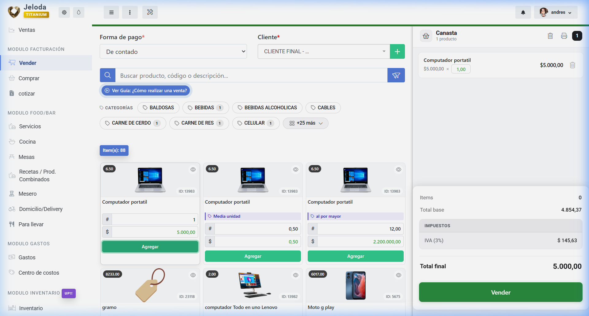 Punto de venta y control de inventario de joyería en Jeloda